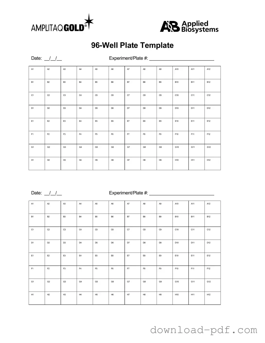 Get 96 Well Template in PDF