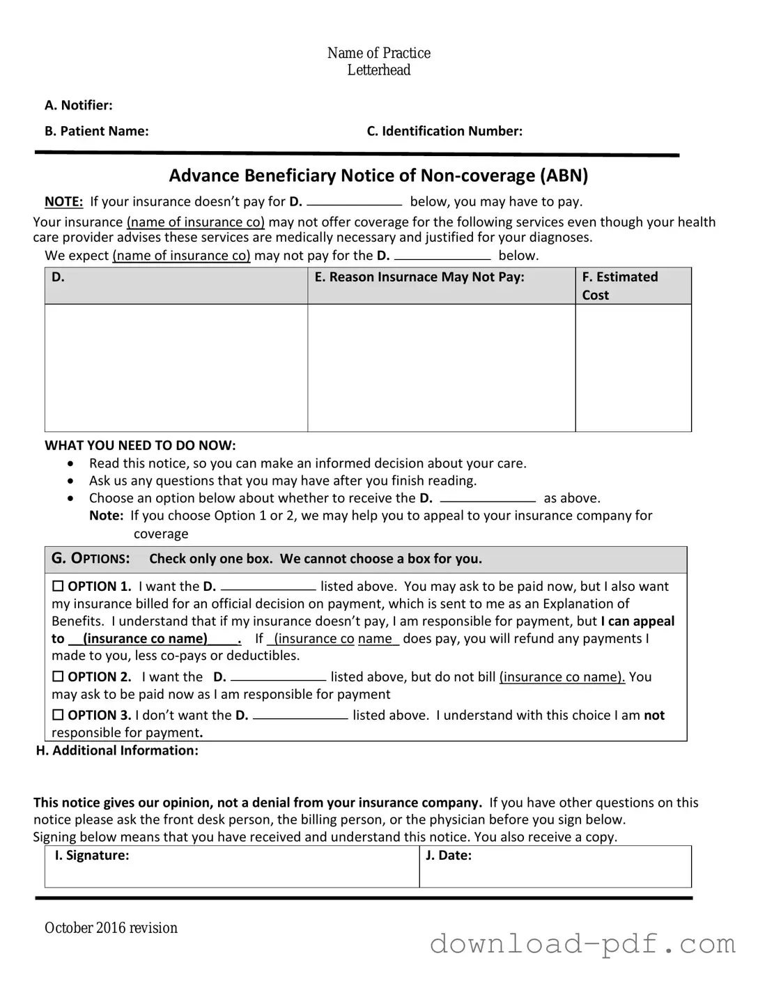 Get Advance Beneficiary Notice of Non-coverage Template in PDF