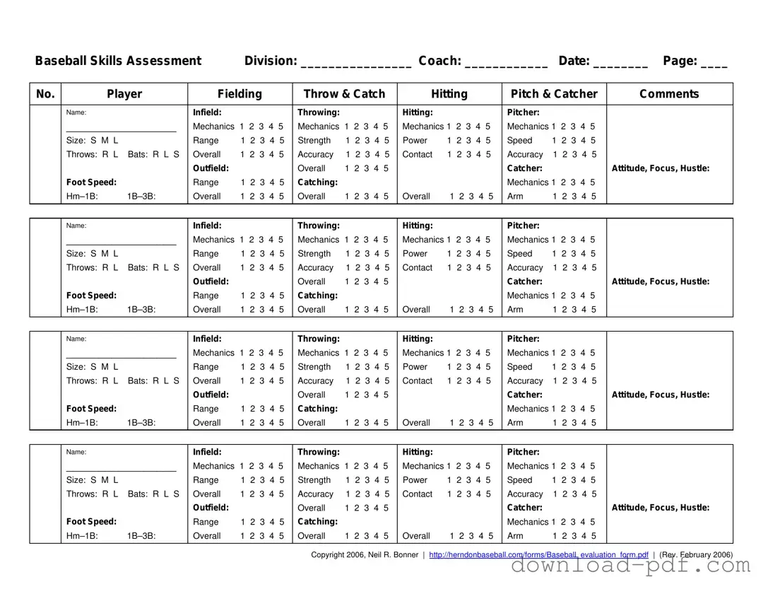 Get Baseball Assessment Template in PDF