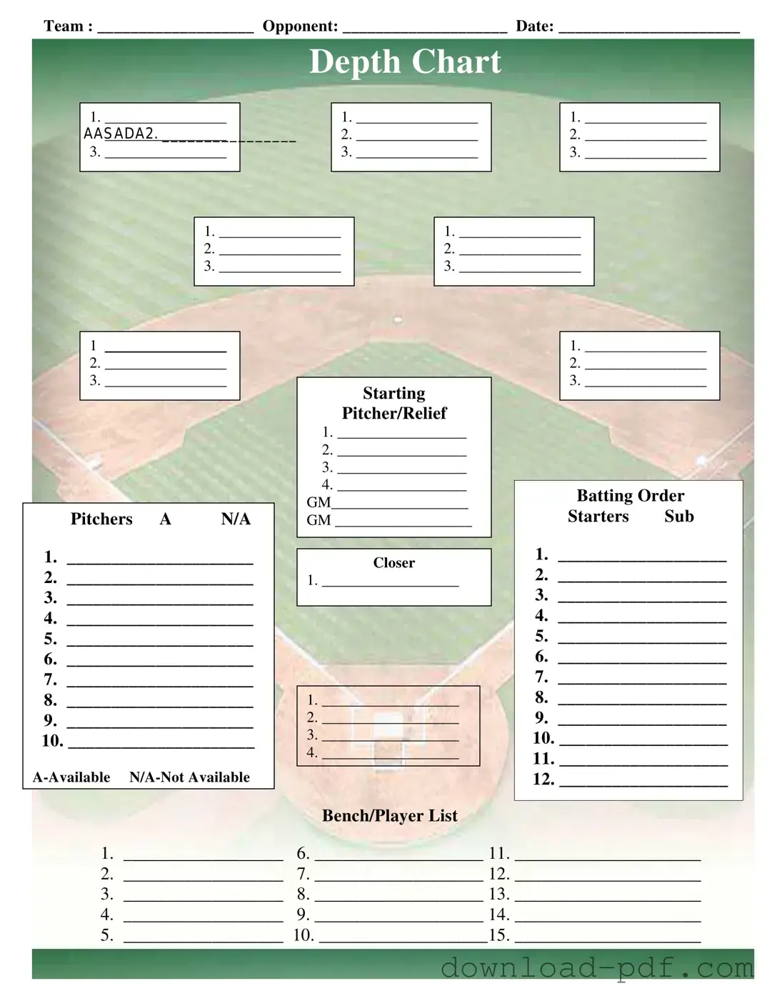 Get Baseball Field Lineup Template in PDF