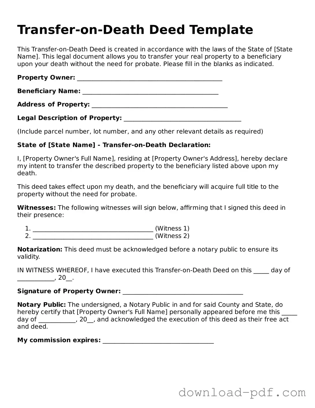 Free Transfer-on-Death Deed Template