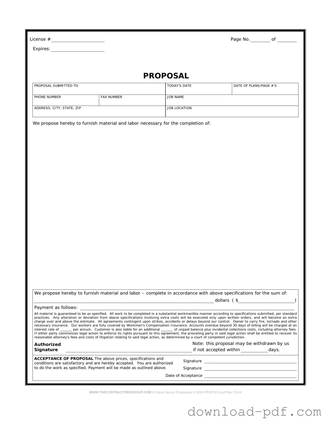 Get Construction proposal form Template in PDF
