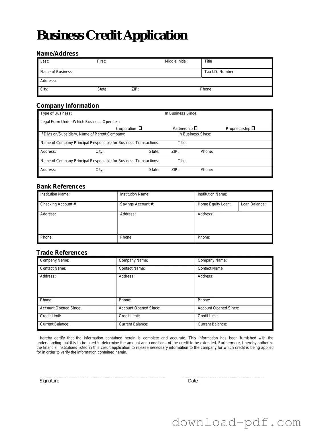 Get Business Credit Application Template in PDF