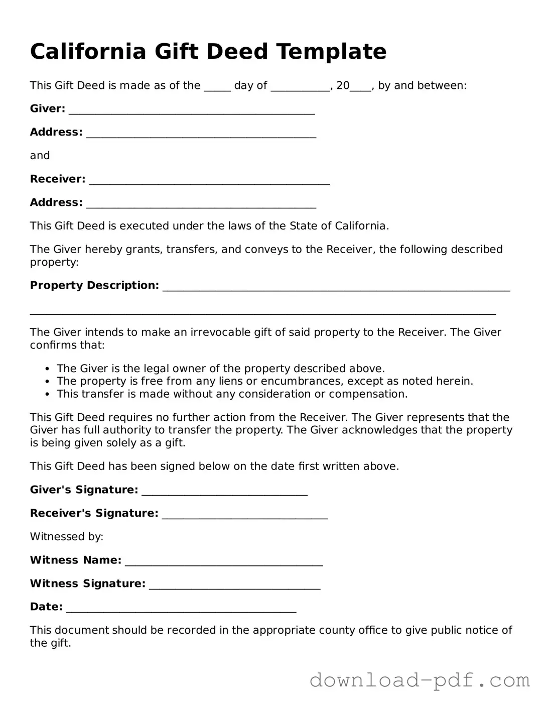 California Gift Deed Document