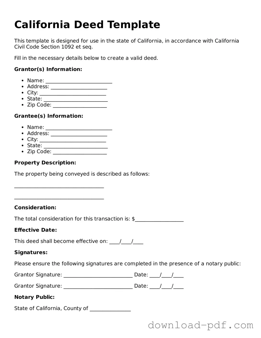 California Deed Document