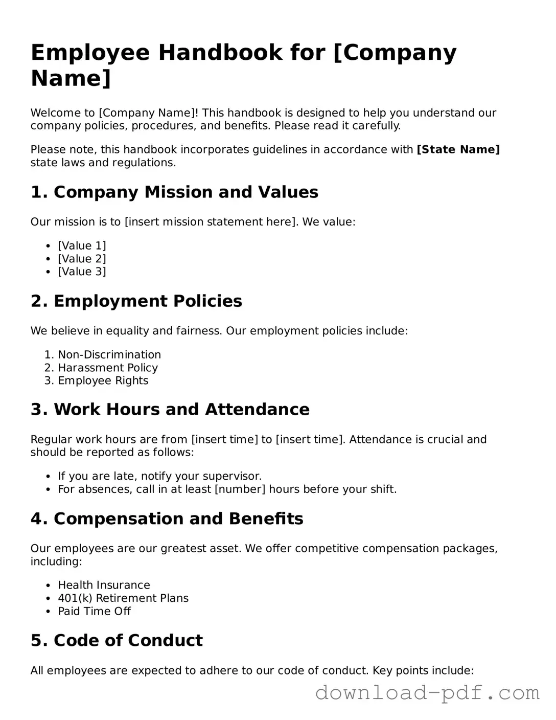 Free Employee Handbook Template