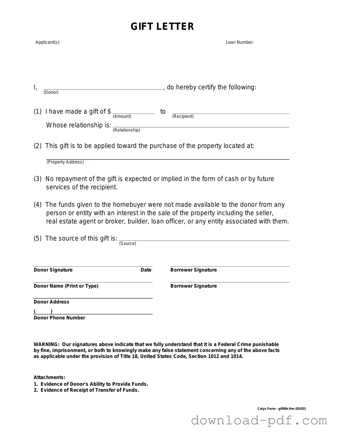 Get Gift Letter Template in PDF