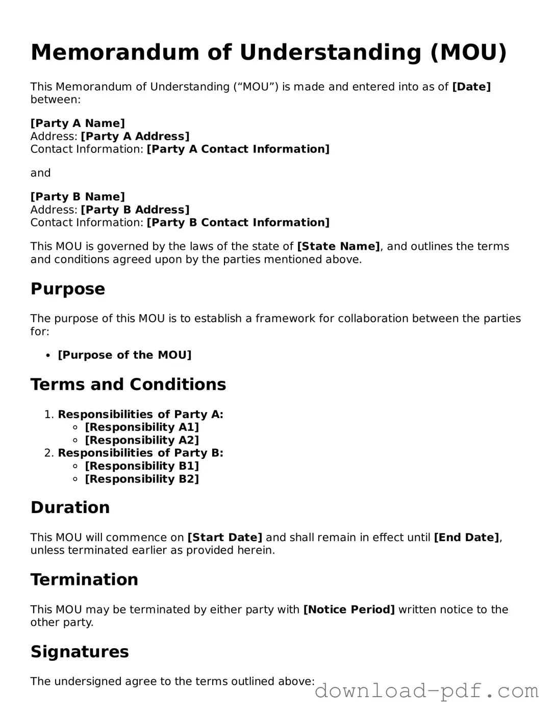 Free Memorandum of Understanding Template