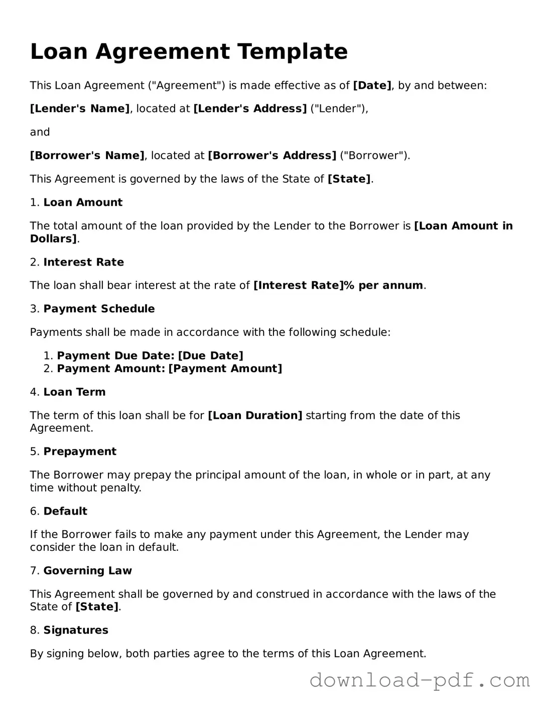 Free Loan Agreement Template