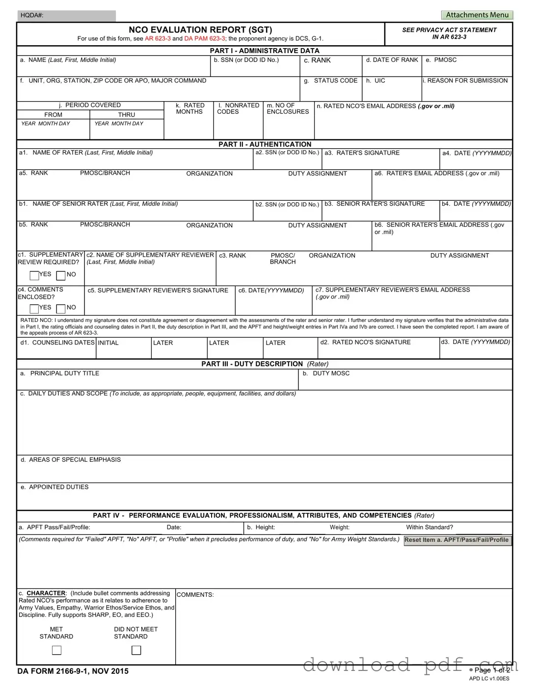 Get Da 2166 9 1 Template in PDF