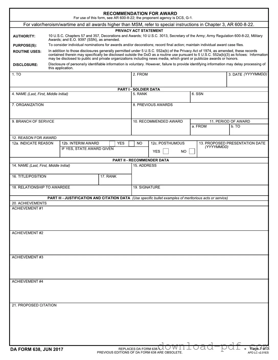 Get Da 638 Template in PDF