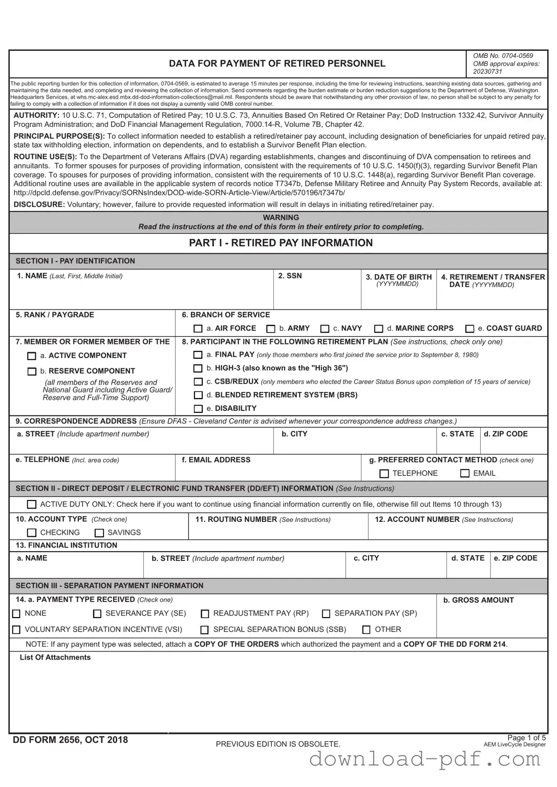 Get DD 2656 Template in PDF