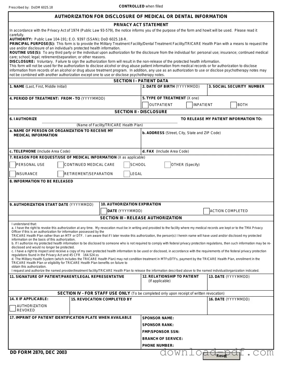 Get DD 2870 Template in PDF