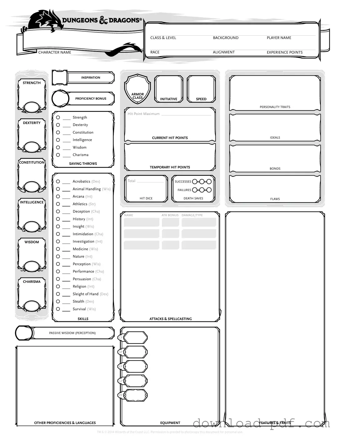 Get Dnd Character Sheet Template in PDF
