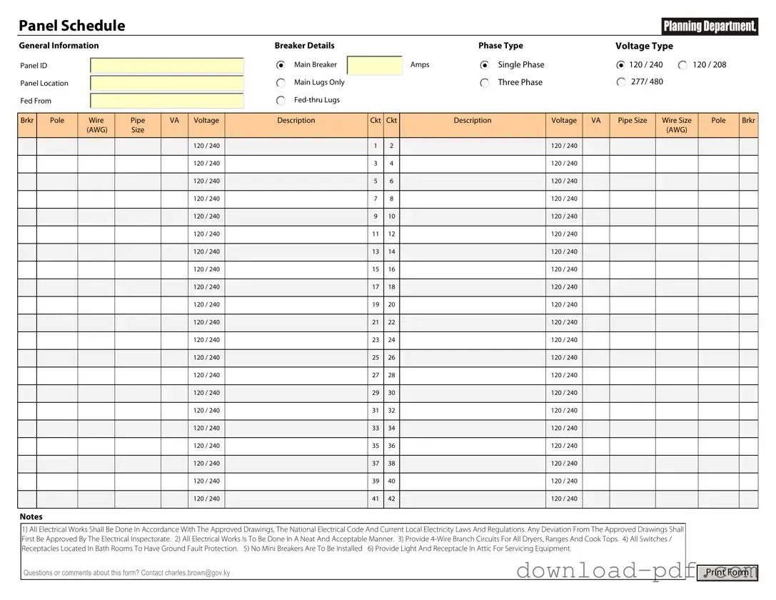 Get Electrical Panel Schedule Template in PDF
