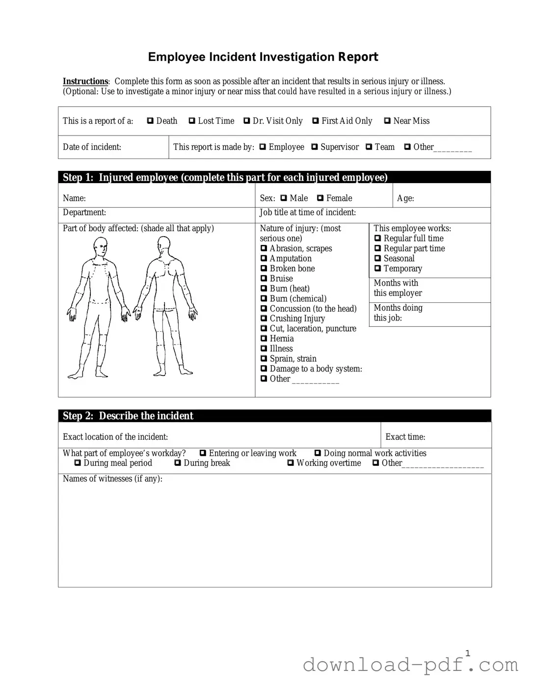 Get Employee Accident Report Template in PDF