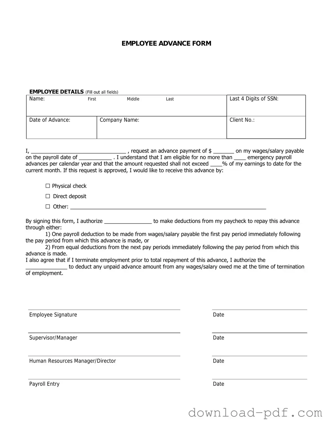 Get Employee Advance Template in PDF