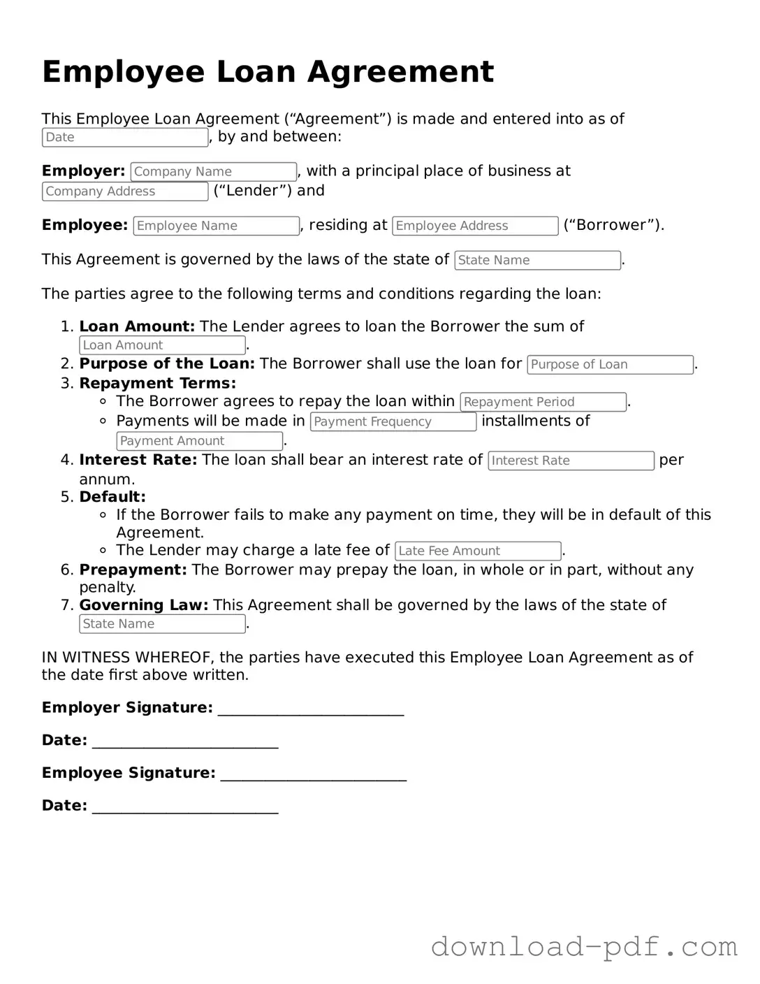 Free Employee Loan Agreement Template