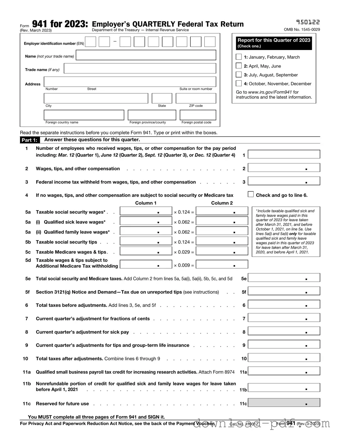 Get IRS 941 Template in PDF
