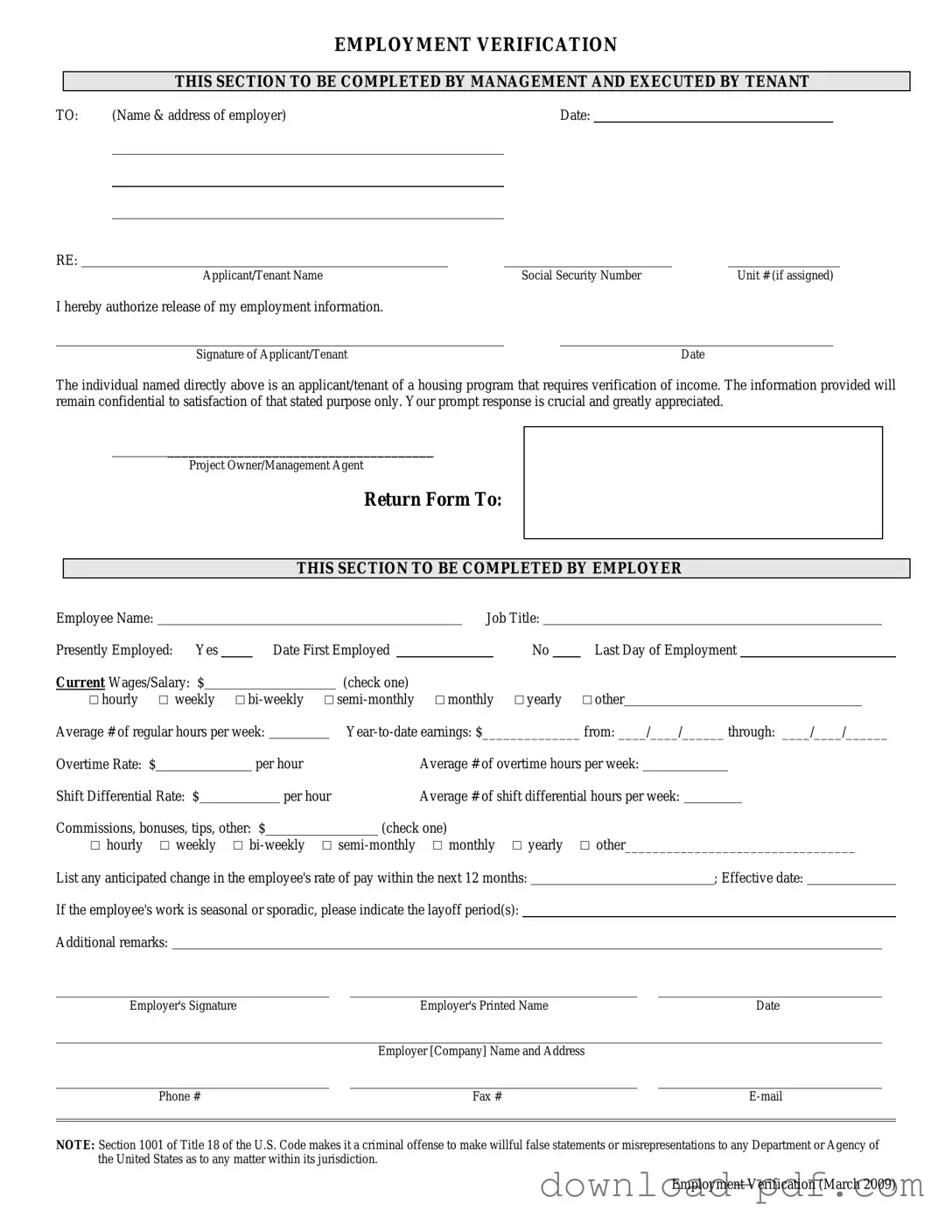 Get Employment verification form Template in PDF