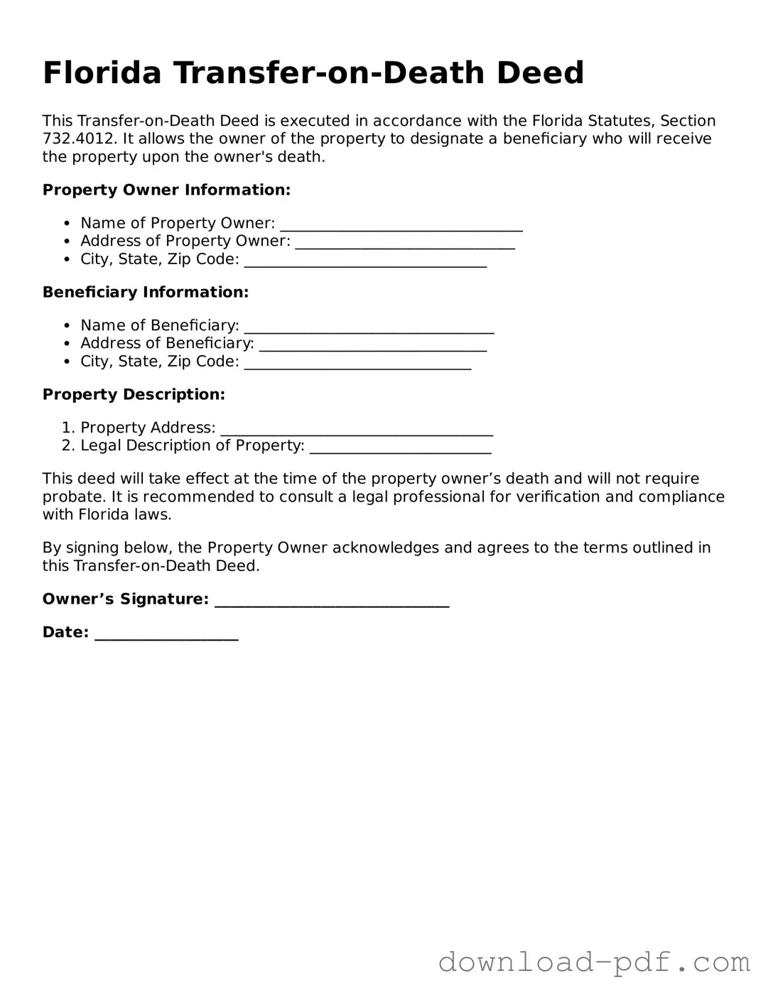 Florida Transfer-on-Death Deed Document