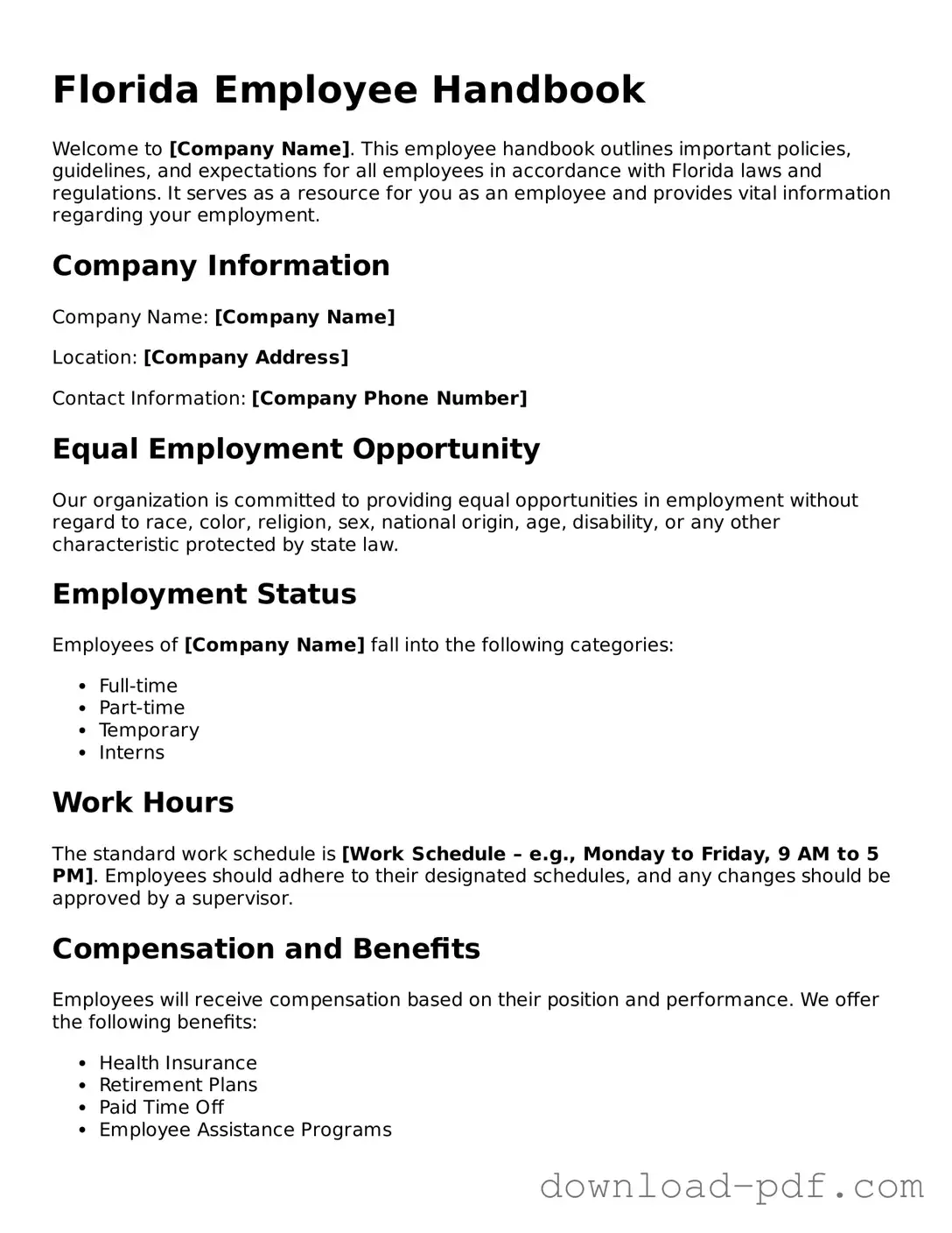 Florida Employee Handbook Document