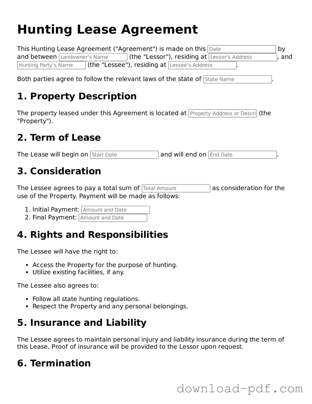 Free Hunting Lease Agreement Template