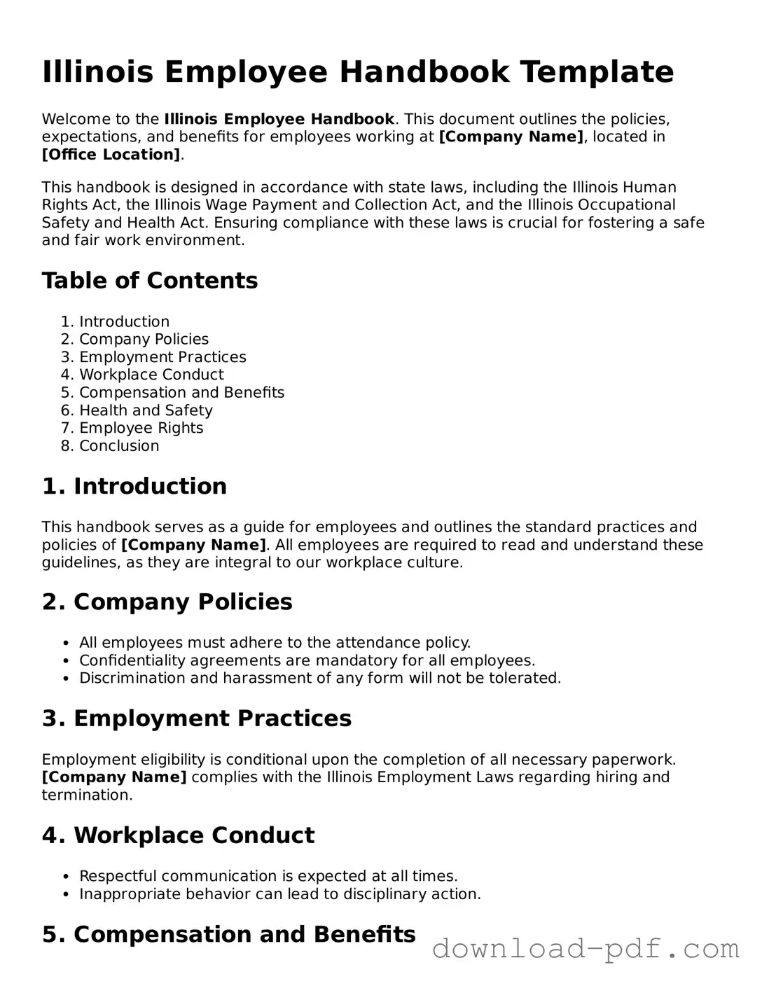 Illinois Employee Handbook Document