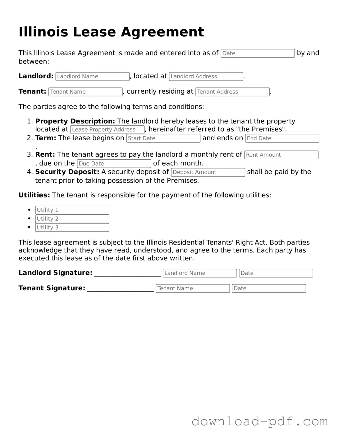 Illinois Lease Agreement Document
