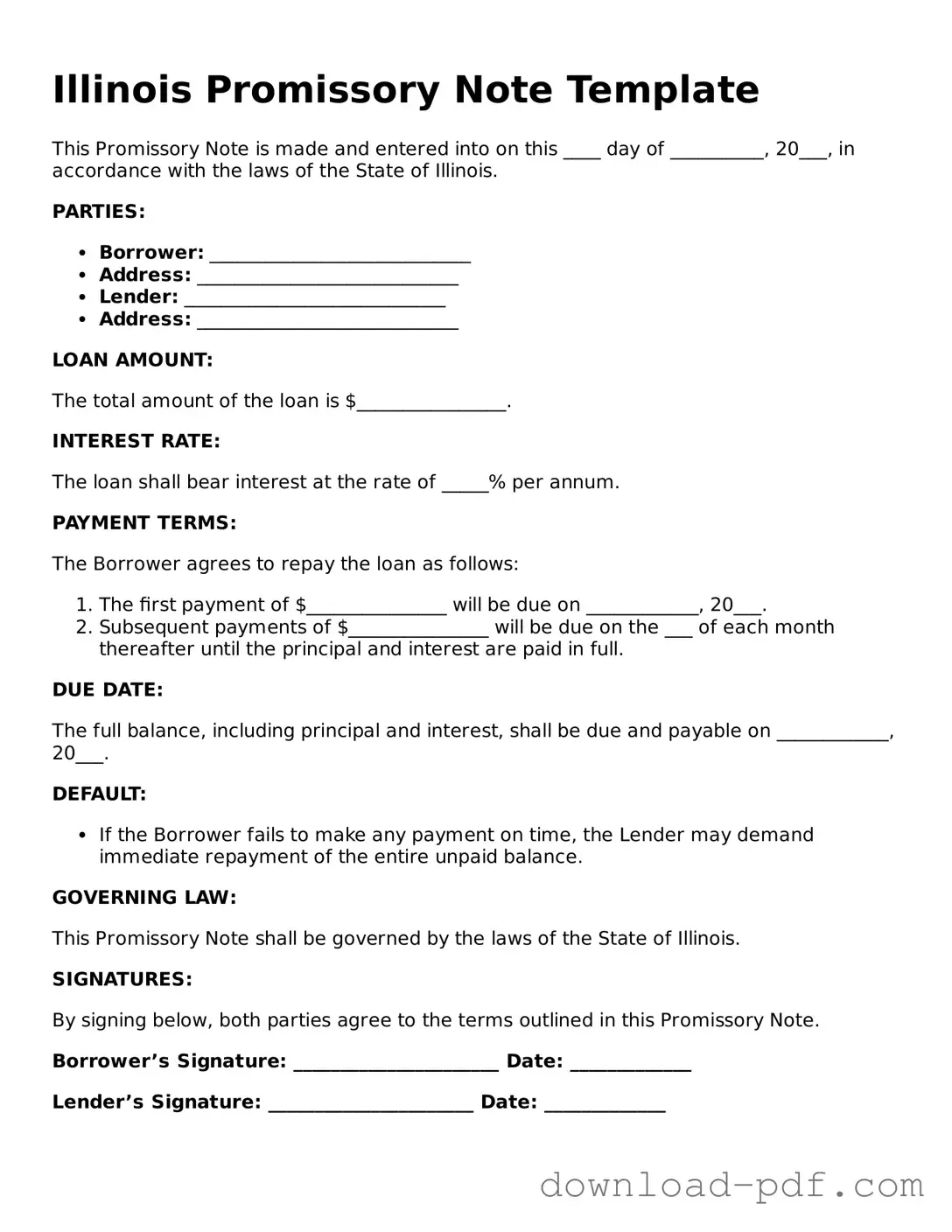 Illinois Promissory Note Document