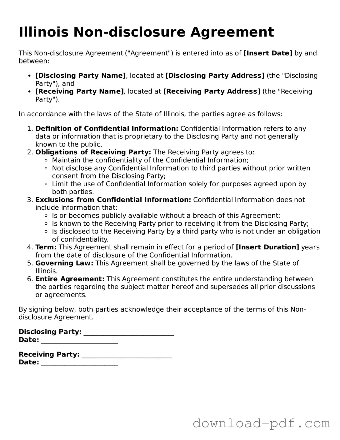 Illinois Non-disclosure Agreement Document