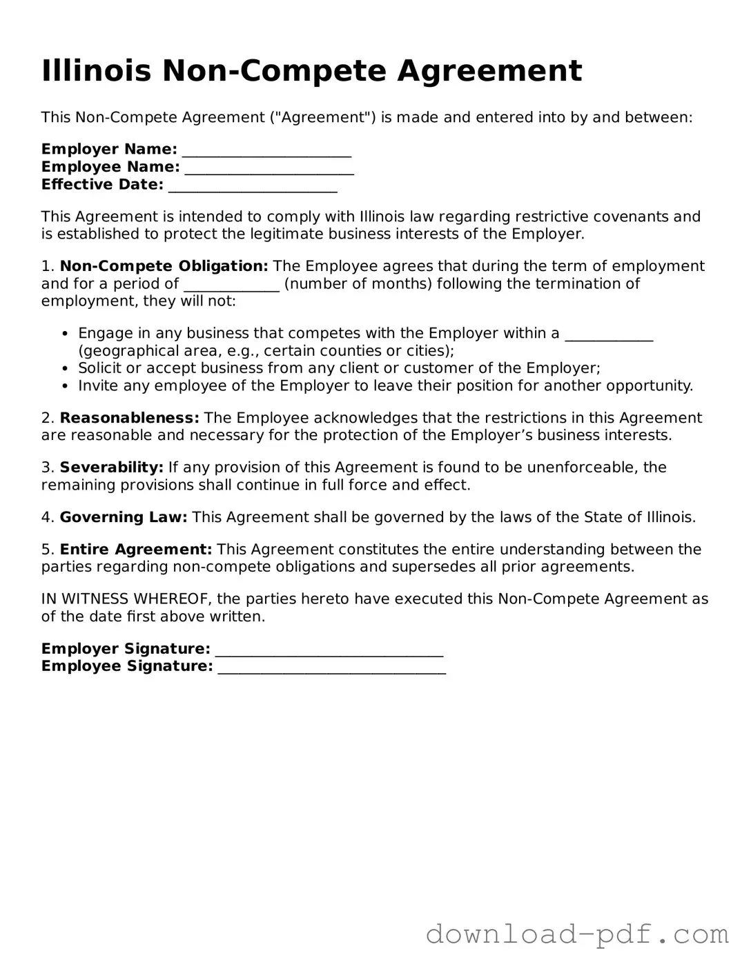Illinois Non-compete Agreement Document