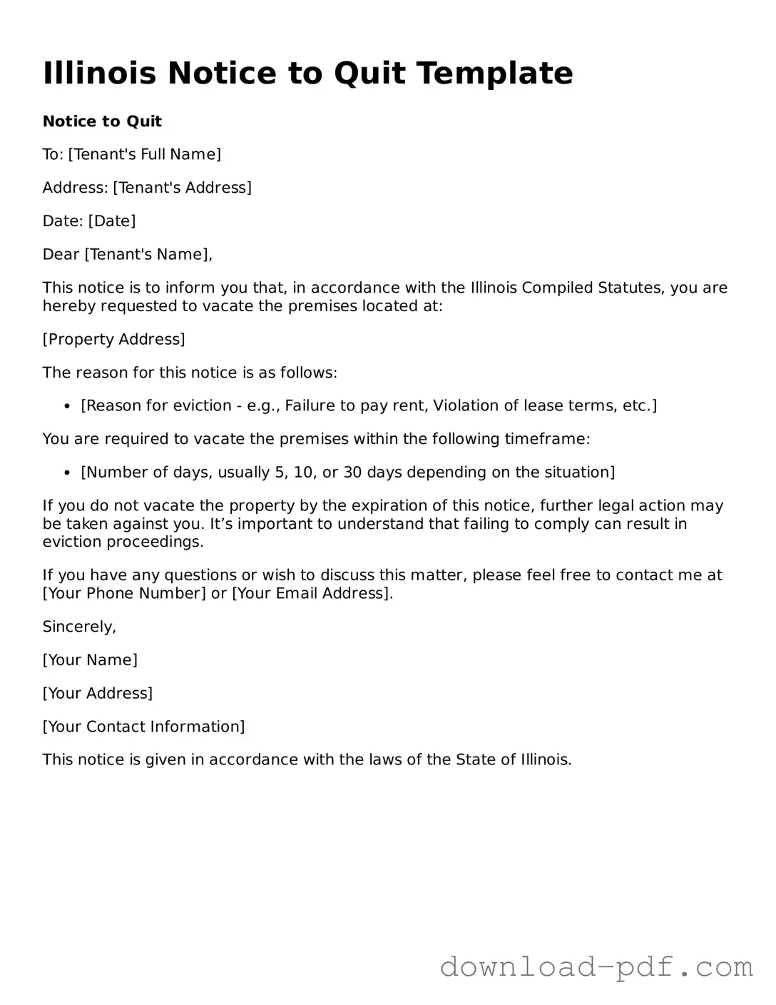 Illinois Notice to Quit Document