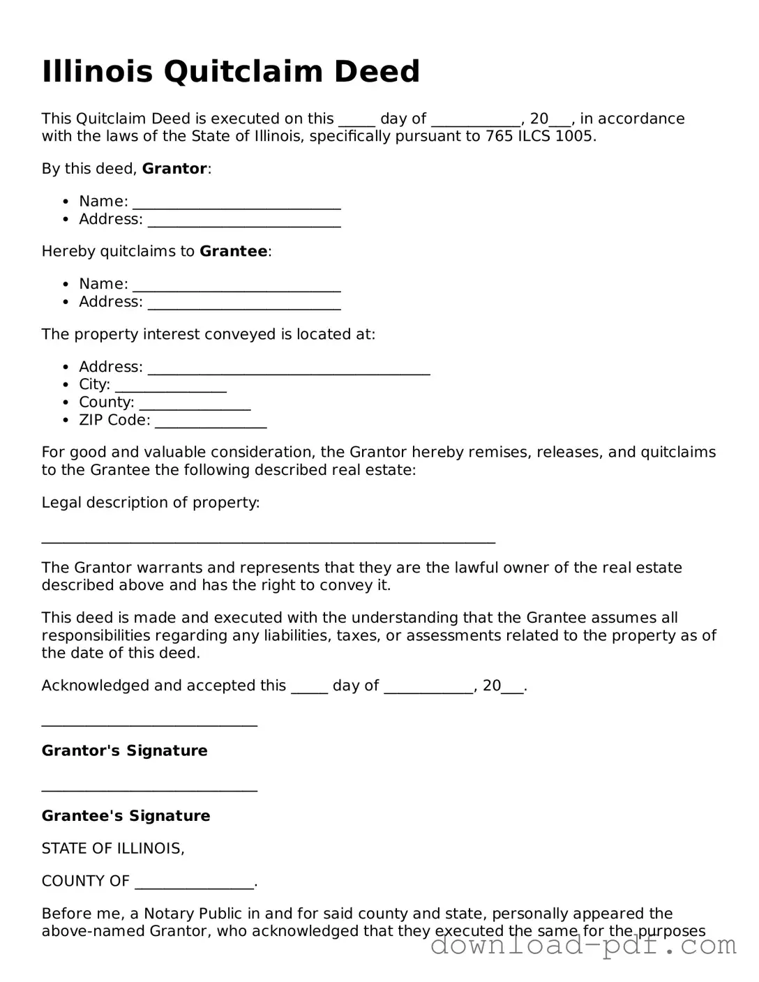 Illinois Quitclaim Deed Document