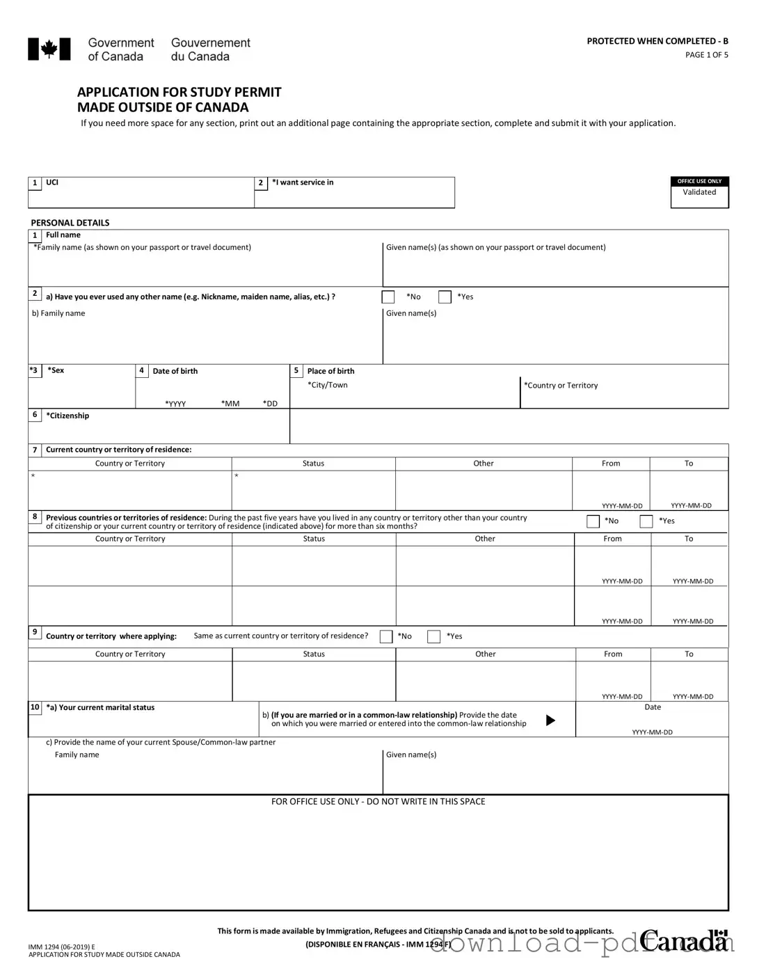 Get Imm 1294 Template in PDF