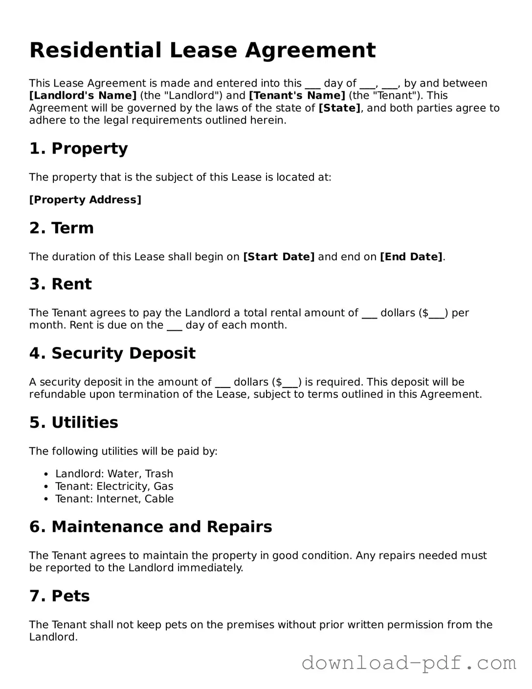 Free Lease Agreement Template