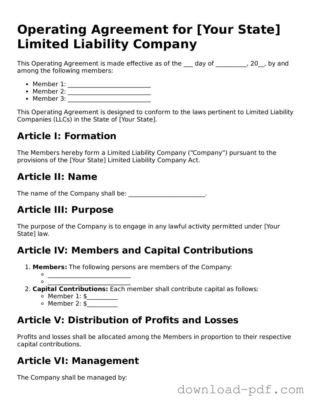 Free Operating Agreement Template