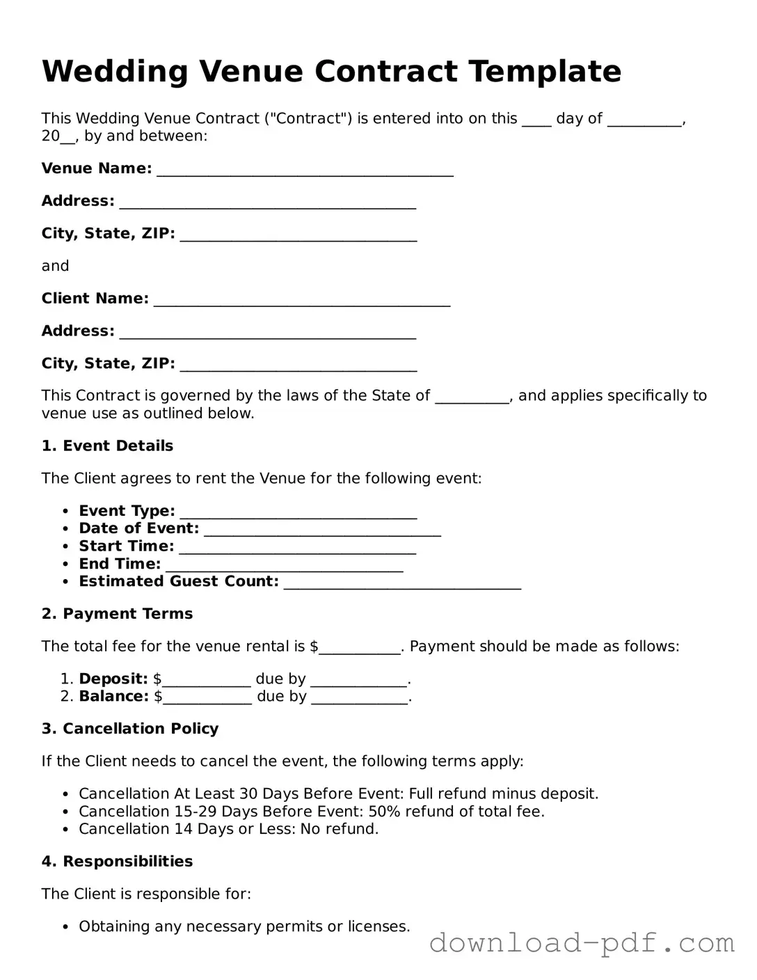 Free Wedding Venue Contract Template