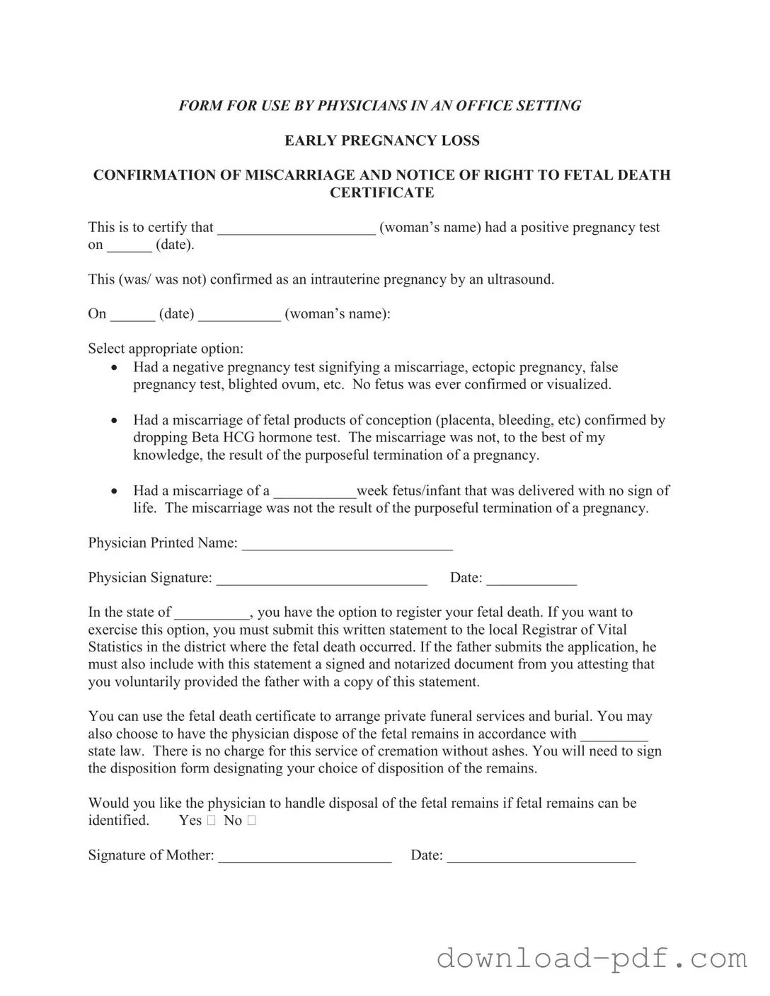Get Miscarriage Discharge Paper Template in PDF