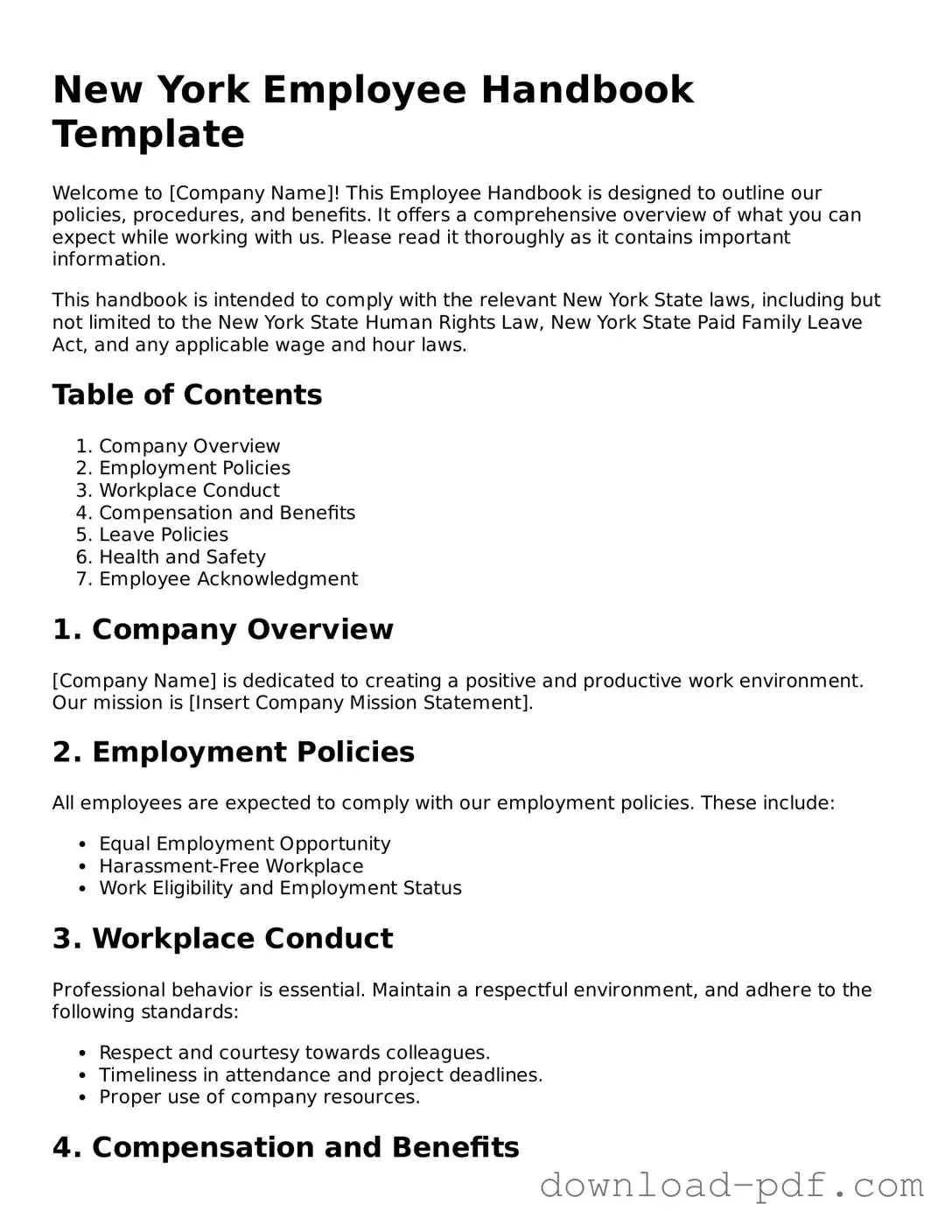 New York Employee Handbook Document