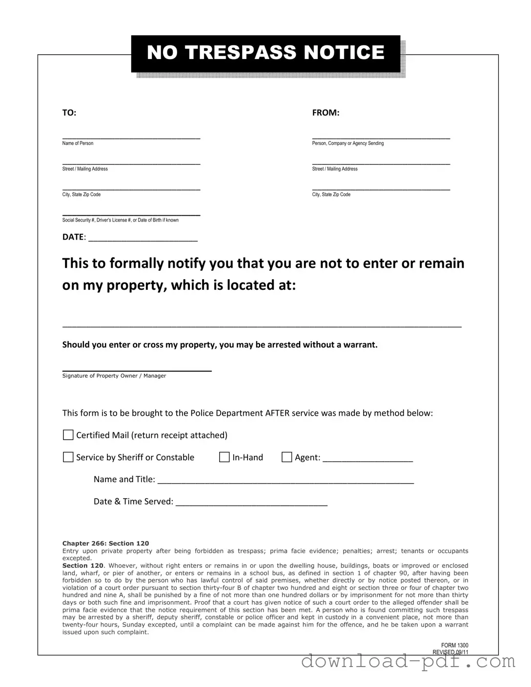 Get No Trespassing Letter Template in PDF