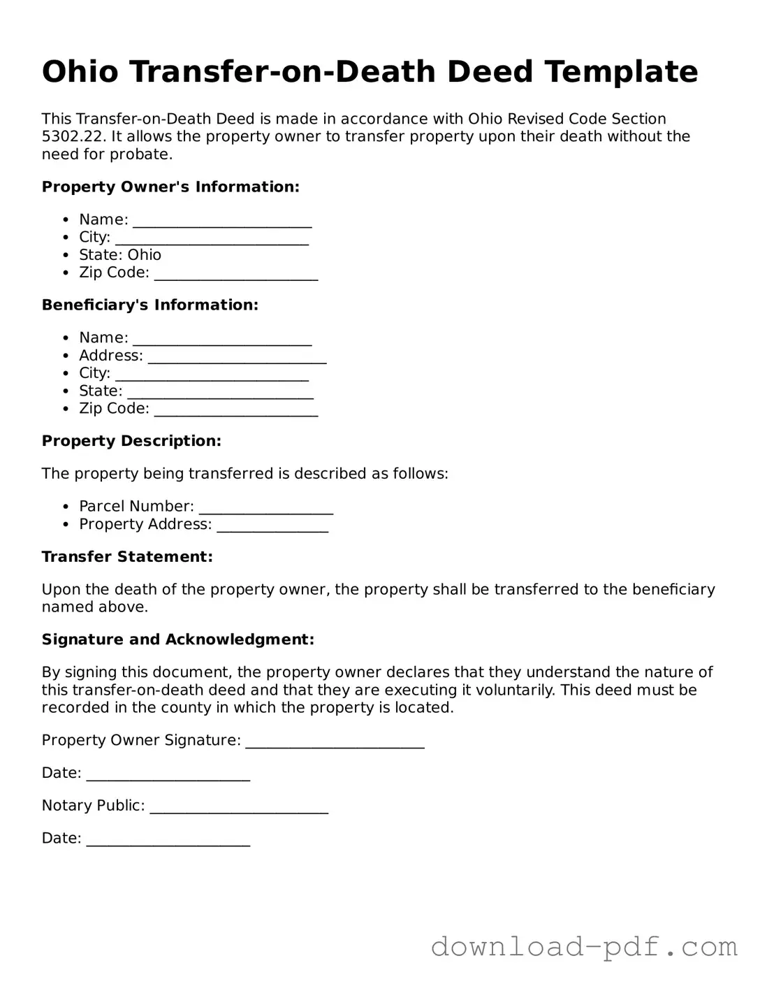 Ohio Transfer-on-Death Deed Document