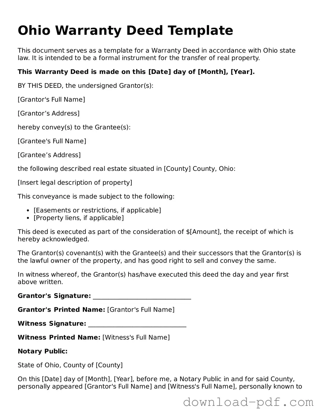 Ohio Deed Document