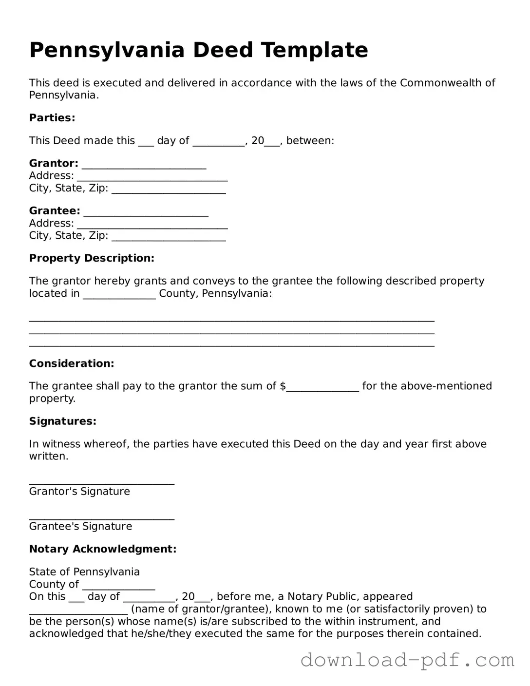 Pennsylvania Deed Document