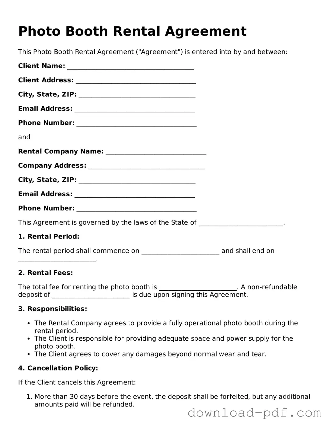 Free Photo Booth Rental Agreement Template