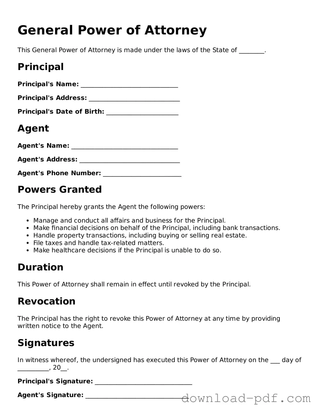 Free Power of Attorney Template
