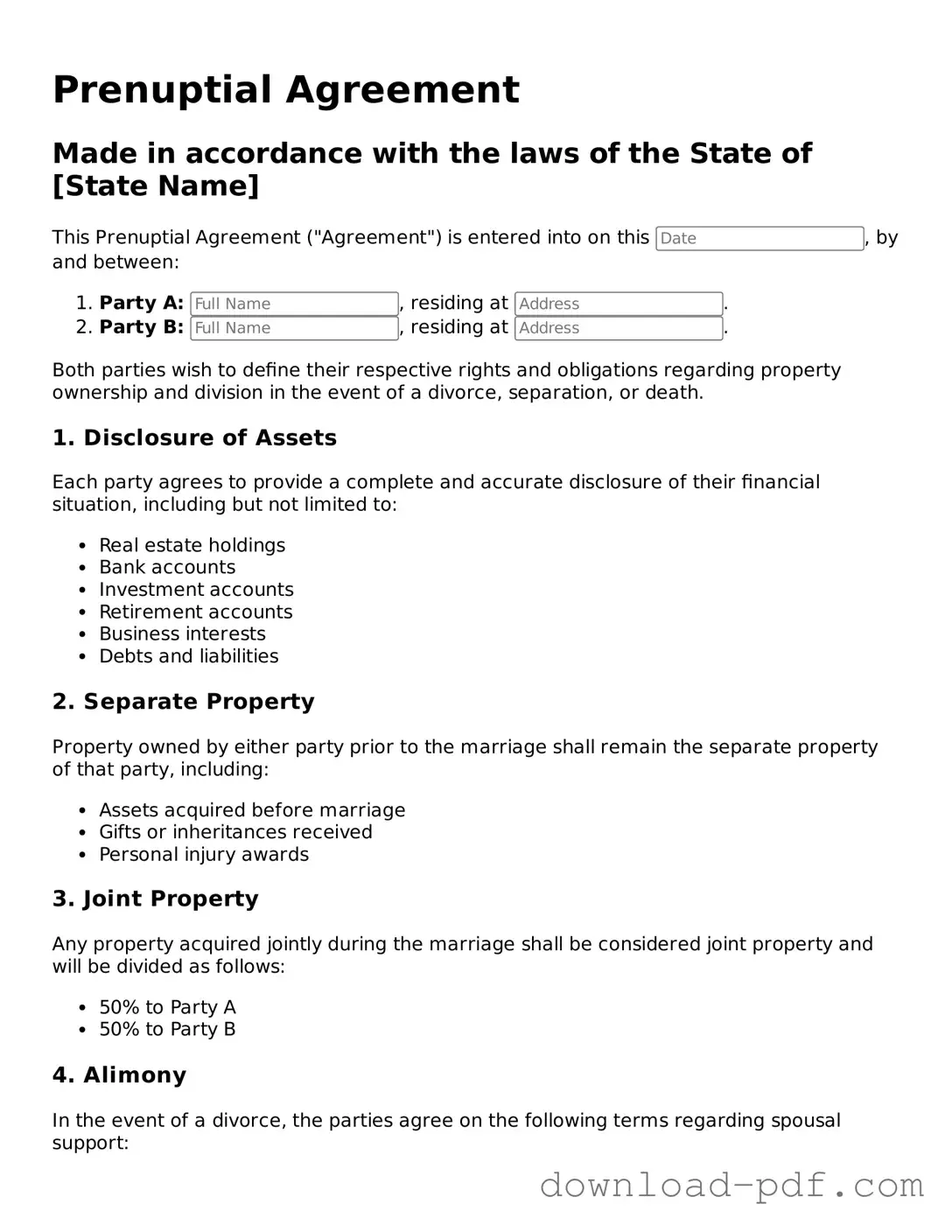 Free Prenuptial Agreement Template