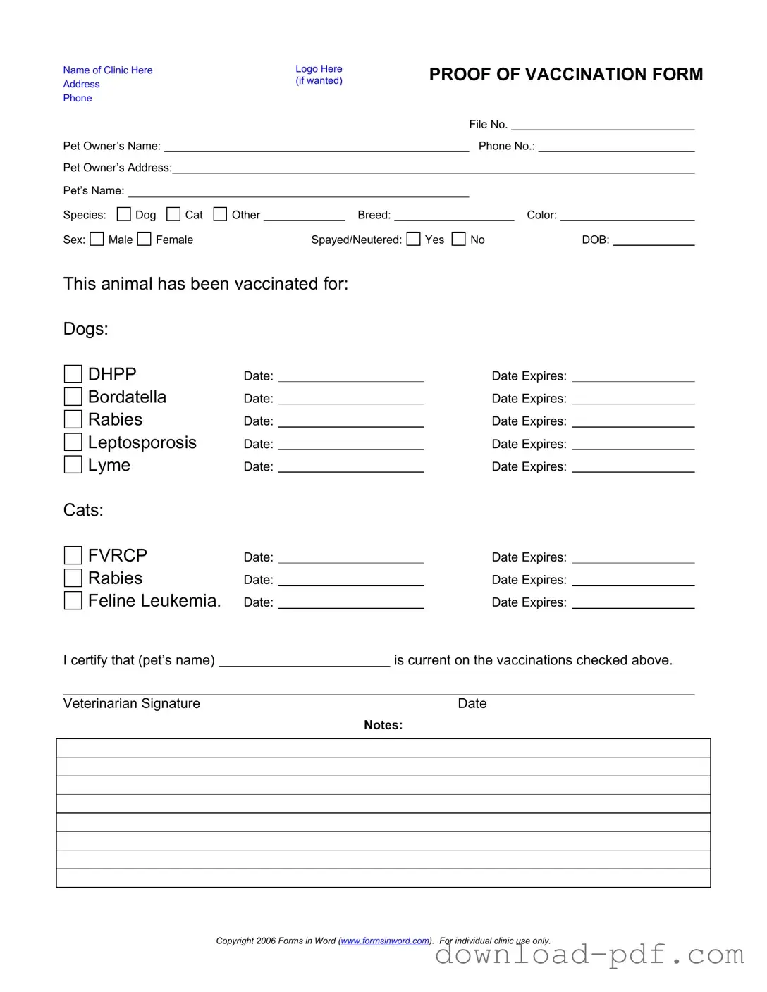 Get Proof Of Vaccination Dog Template in PDF