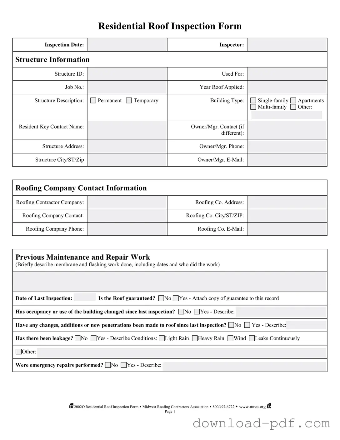 Get Roof Inspection Template in PDF