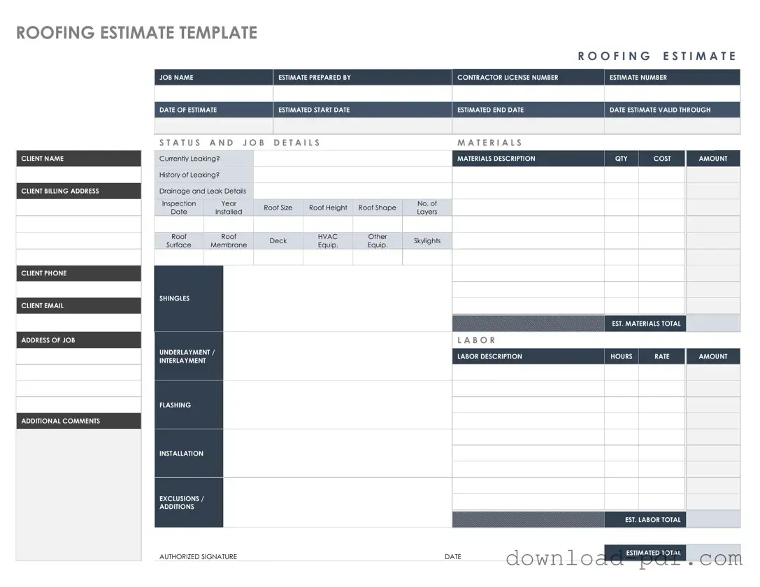 Get Roofing Estimate Template in PDF